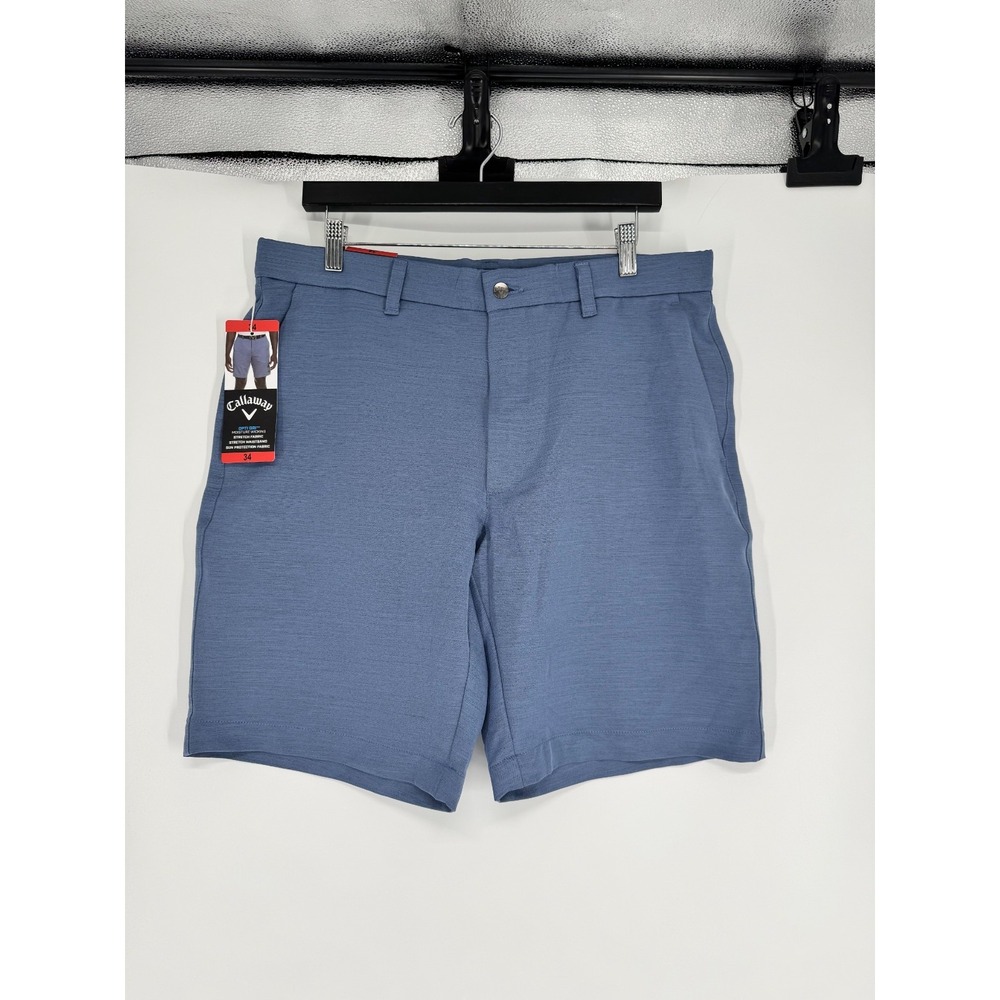 Callaway Opti Dri Moisture Wicking Shorts Men 34 Blue Performance Golf 9" Inseam